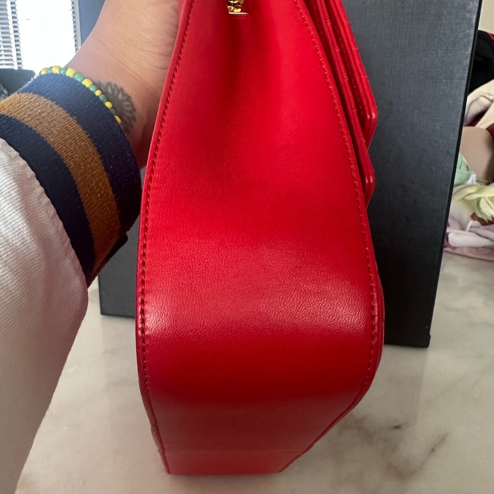 Saint Laurent Red Quilted Leather Bag - Picture 11 of 14